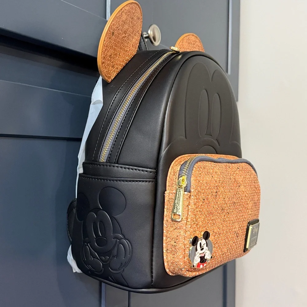 New with Tags- Loungefly Disney Mickey Mouse Cork Ears Pin Display Mini Backpack - Picture 2 of 7